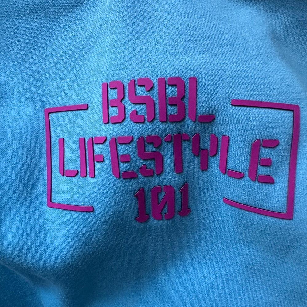Lifestyle 101 Blue Hoodie with Pink Logo